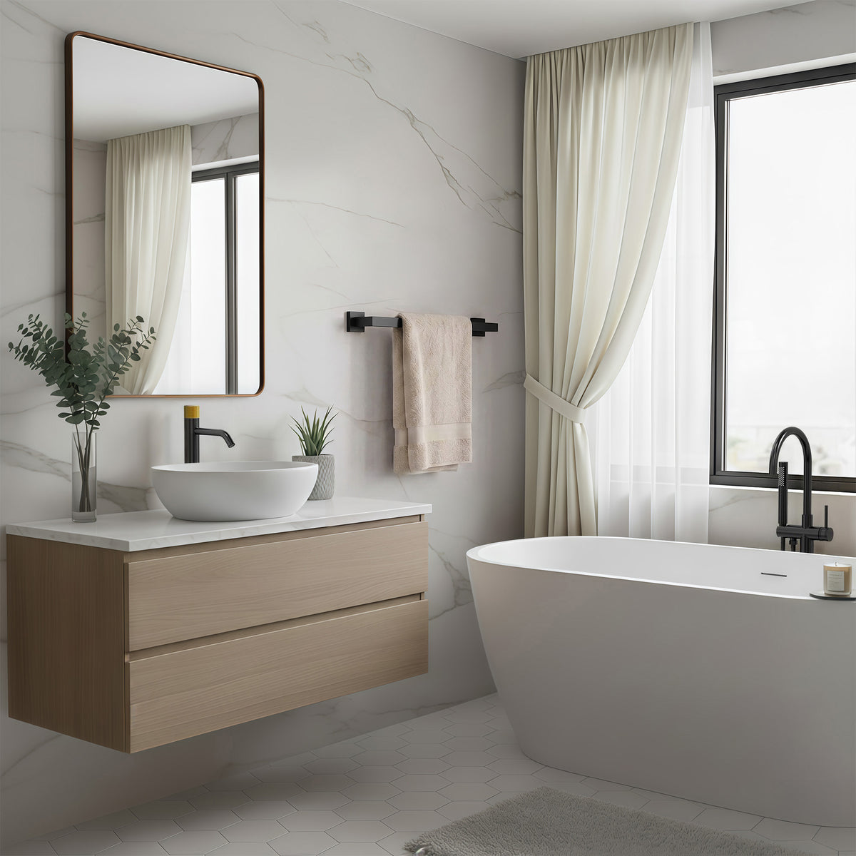 Wall Mounted Double Towel Bar for Bathroom Organization