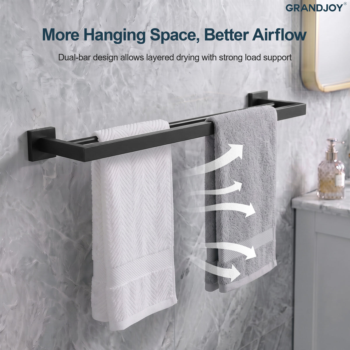 Wall Mounted Double Towel Bar for Bathroom Organization