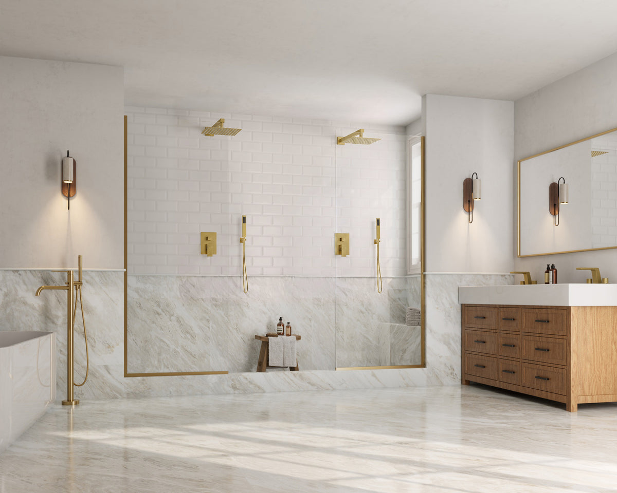 Square Wall-Mounted Pressure-Balanced Shower System with Handheld Spray