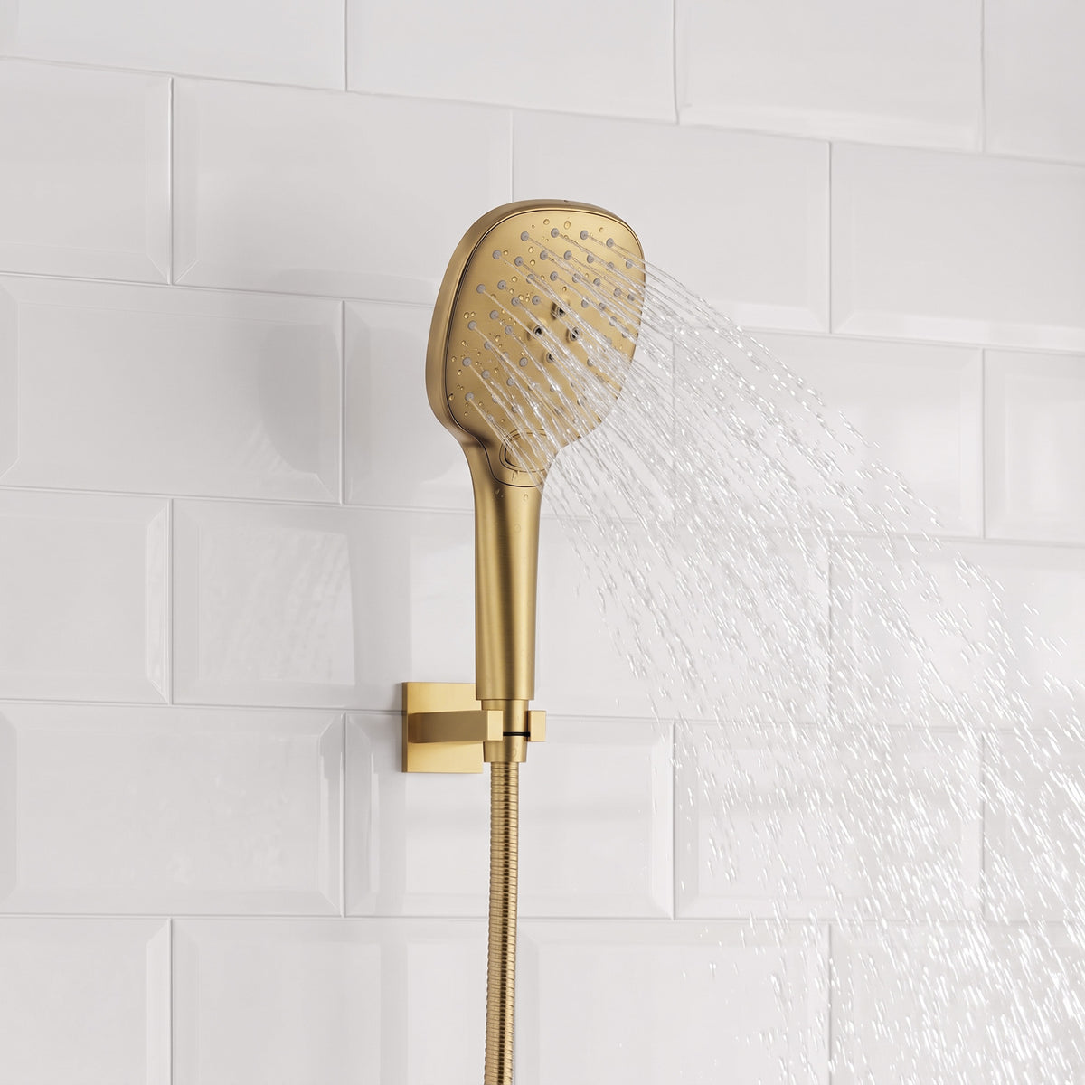 Square Wall-Mounted Pressure-Balanced Shower System with Adjustable Handheld