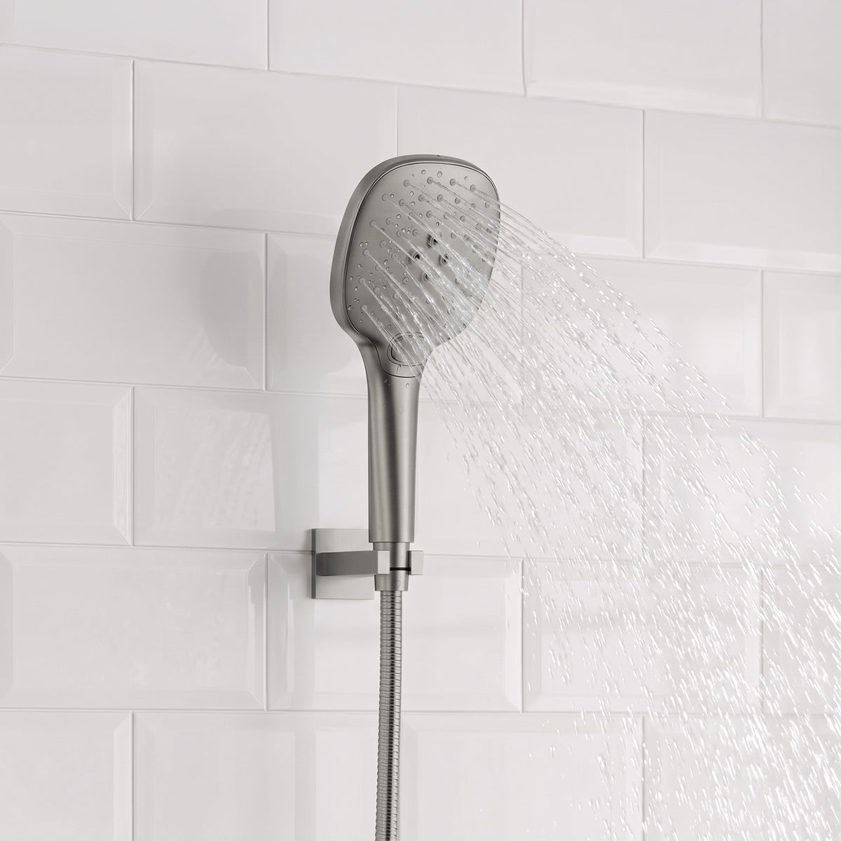 Square Wall-Mounted Pressure-Balanced Shower System with Adjustable Handheld