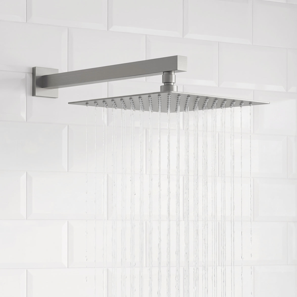 Square Wall-Mounted Pressure-Balanced Shower System with Adjustable Handheld