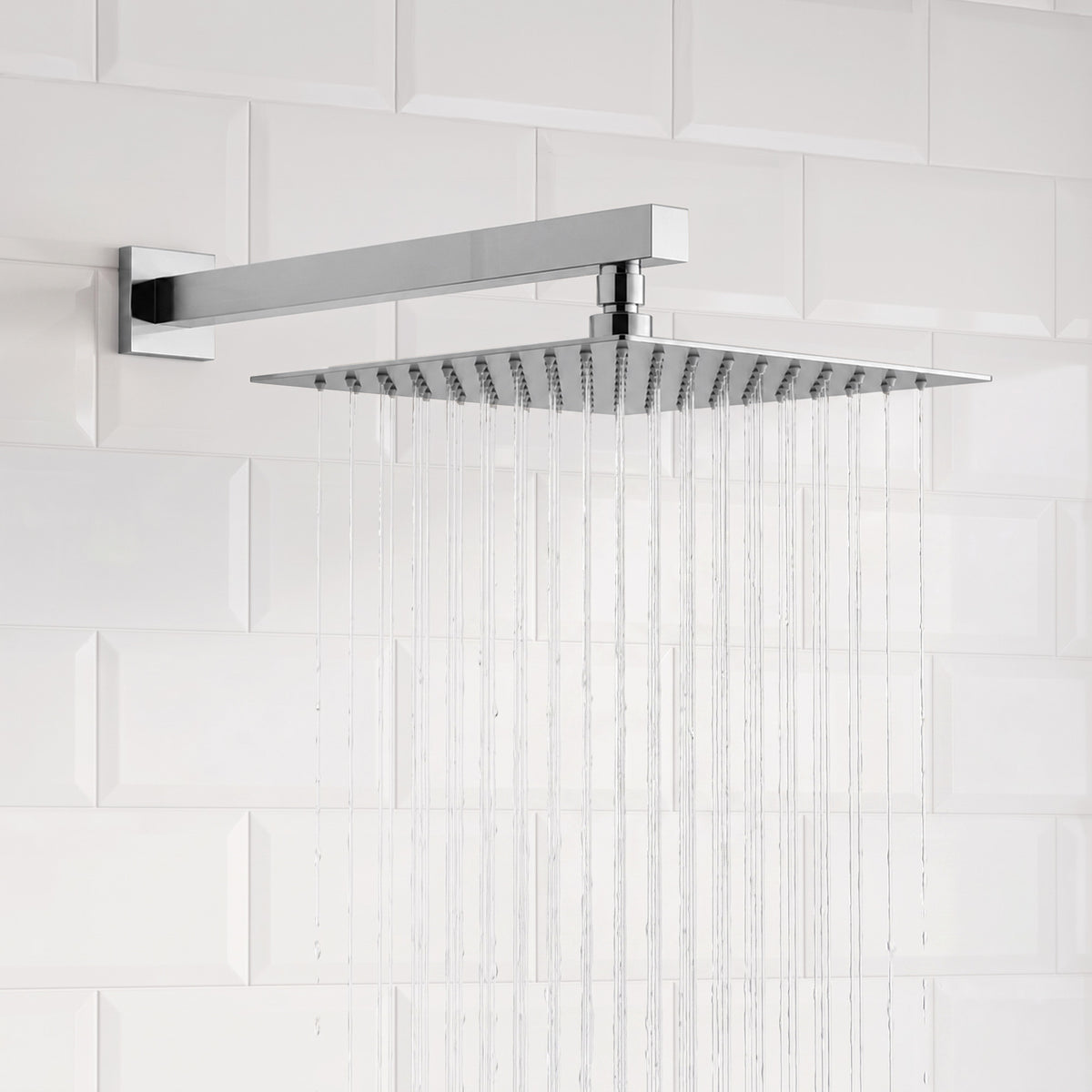 Square Wall-Mounted Pressure-Balanced Shower System with Adjustable Handheld