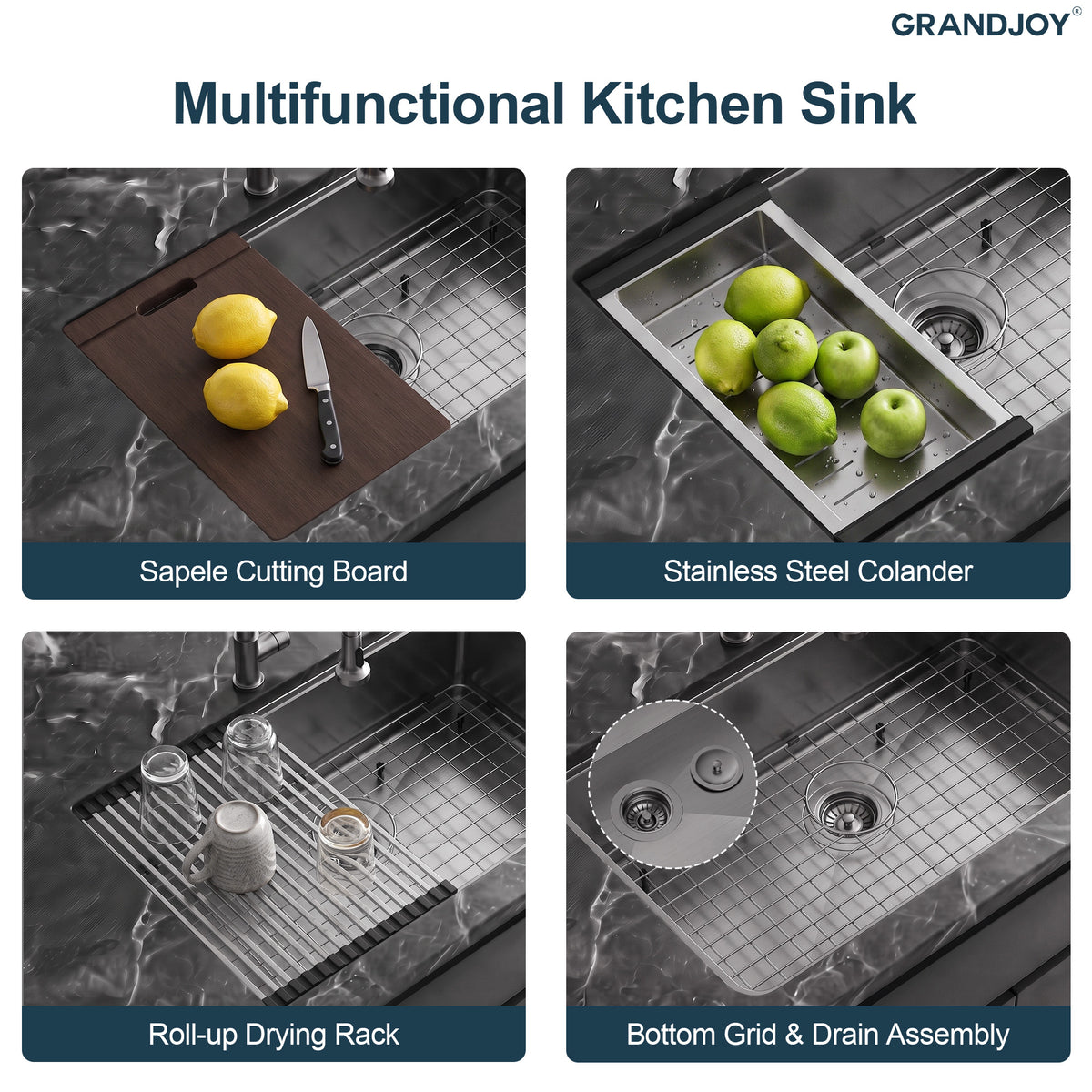32-Inch Undermount Workstation Kitchen Sink with Four Accessories