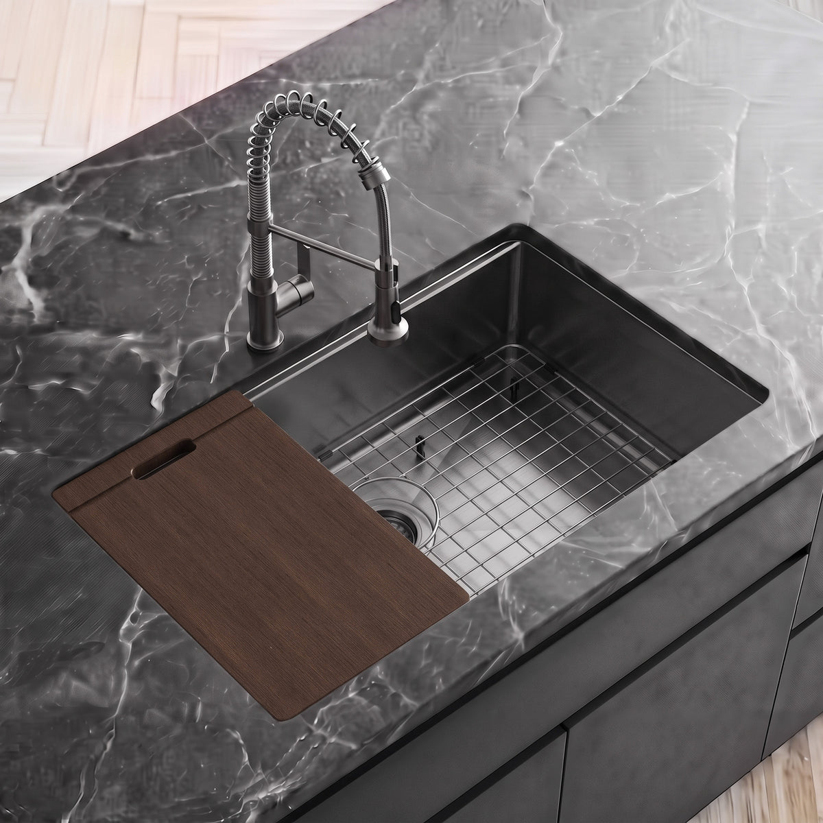 30-Inch Undermount Stainless Steel Workstation Kitchen Sink with Deep Basin