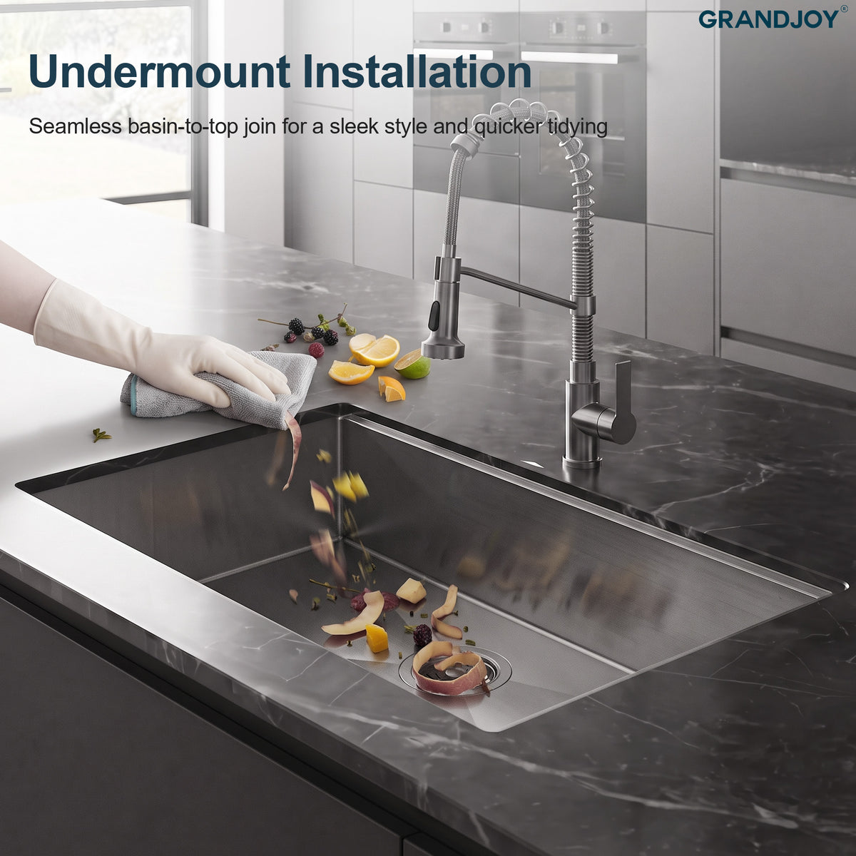 30-Inch Undermount Stainless Steel Workstation Kitchen Sink with Deep Basin