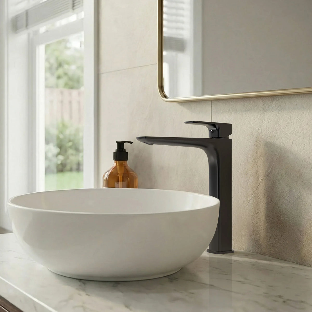 Single-Handle Vessel Bathroom Sink Faucet With Pop-Up Drain