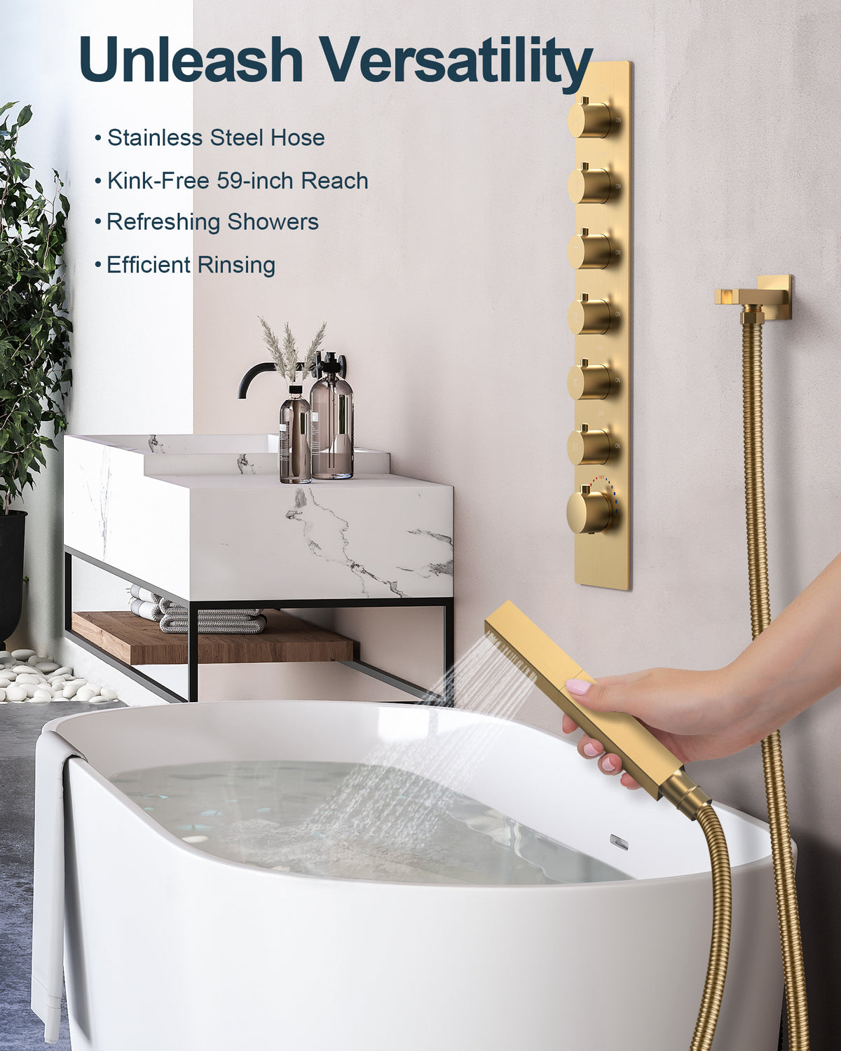 LED Music Ceiling-Mounted Thermostatic Shower System with Body Jets