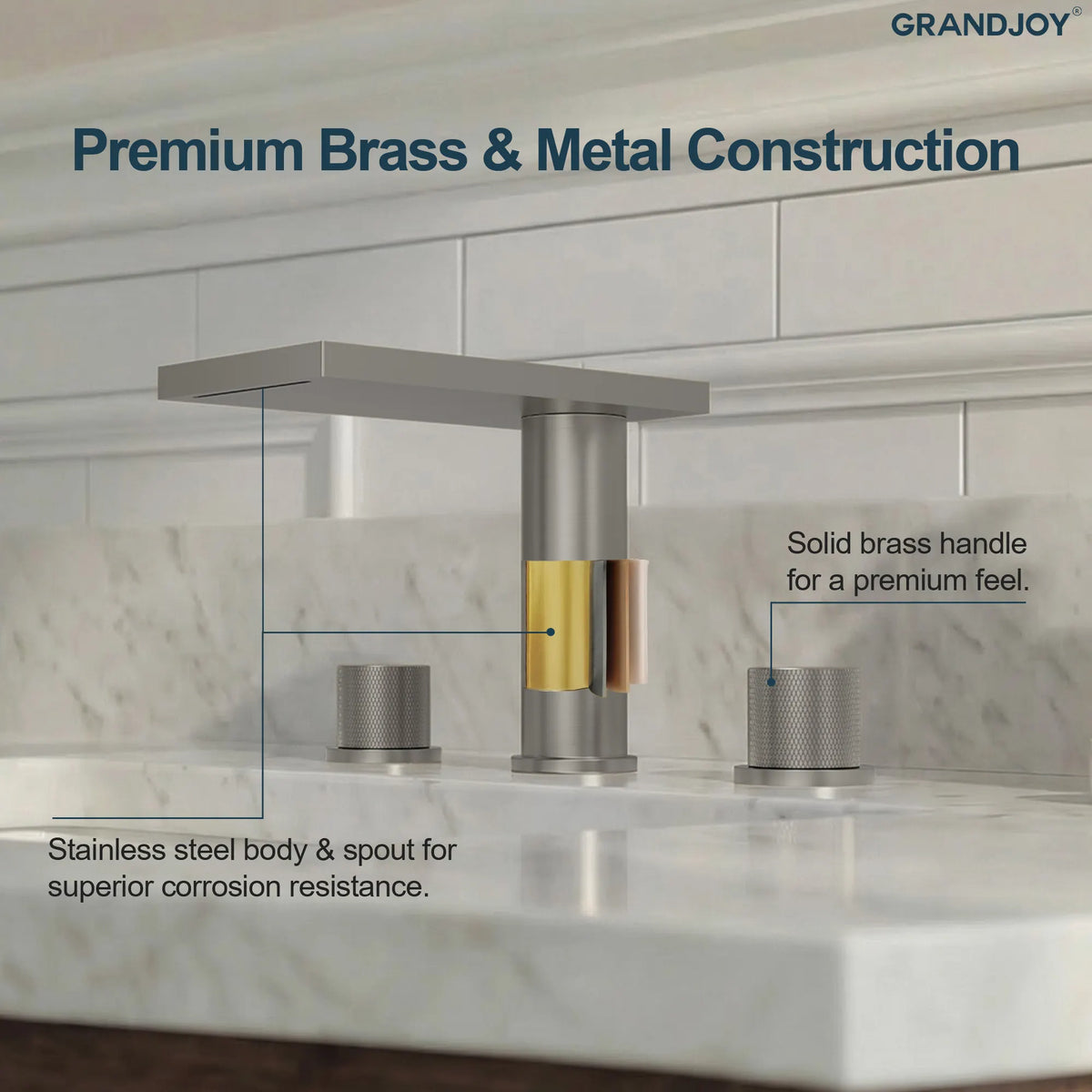 Two-Handle Mid Arc Widespread Bathroom Sink Faucet With Pop-Up Drain
