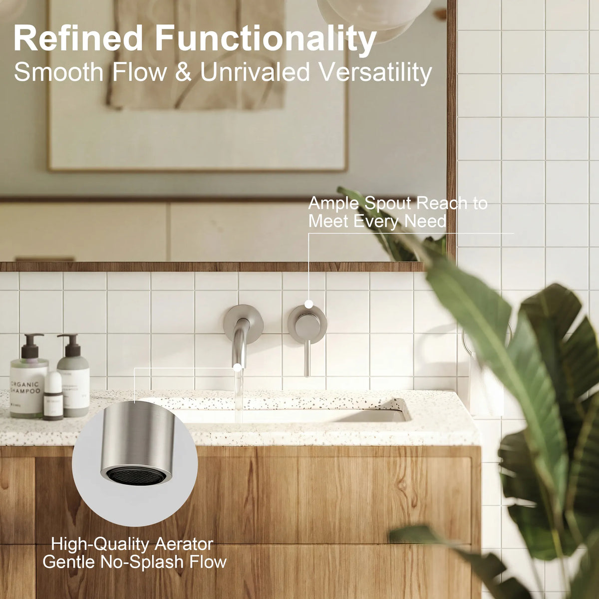 Single-Handle Wall-Mount Bathroom Sink Faucet With Pop-Up Drain