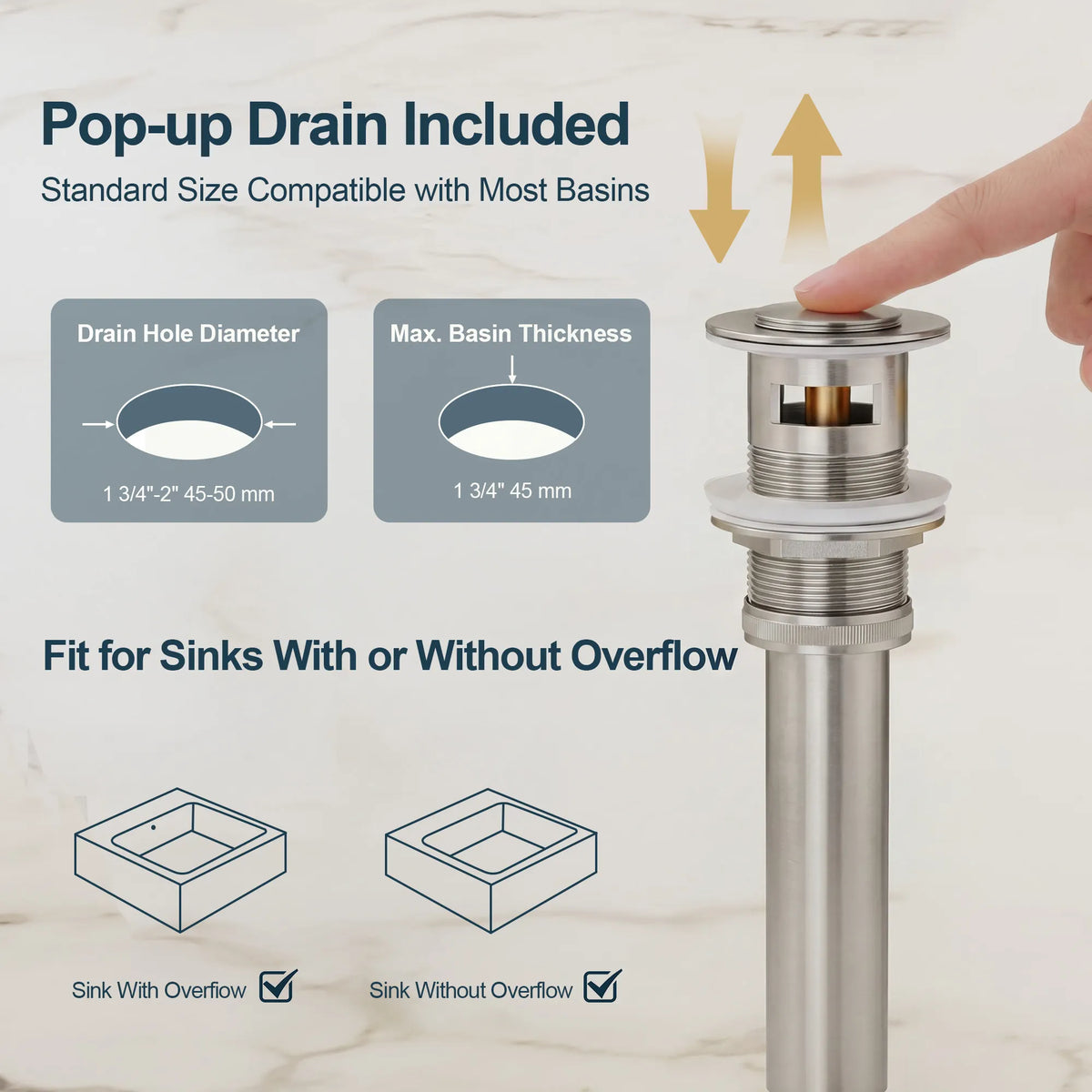 Single-Handle Wall-Mount Bathroom Sink Faucet With Pop-Up Drain