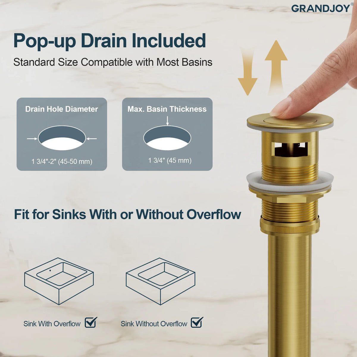 Single-Handle Wall-Mount Bathroom Sink Faucet With Pop-Up Drain