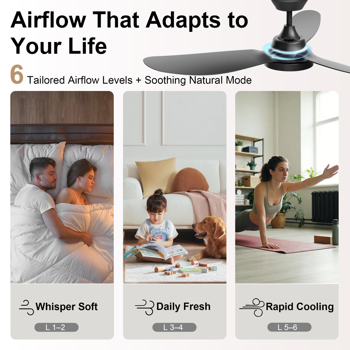 42-Inch Downrod Mount 3-Blade Ceiling Fan with Light and Remote Control