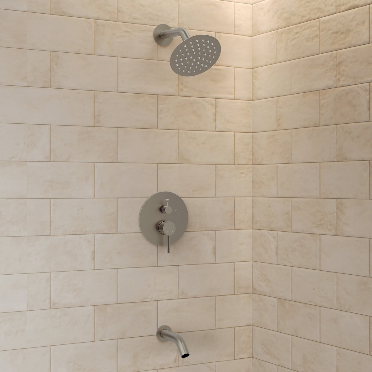 Single-Handle 6-Inch Round Wall-Mounted Tub and Shower System