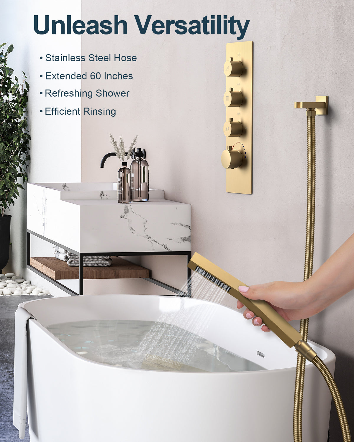 16-Inch Ceiling-Mounted Dual-Head Shower System with Handheld Sprayer