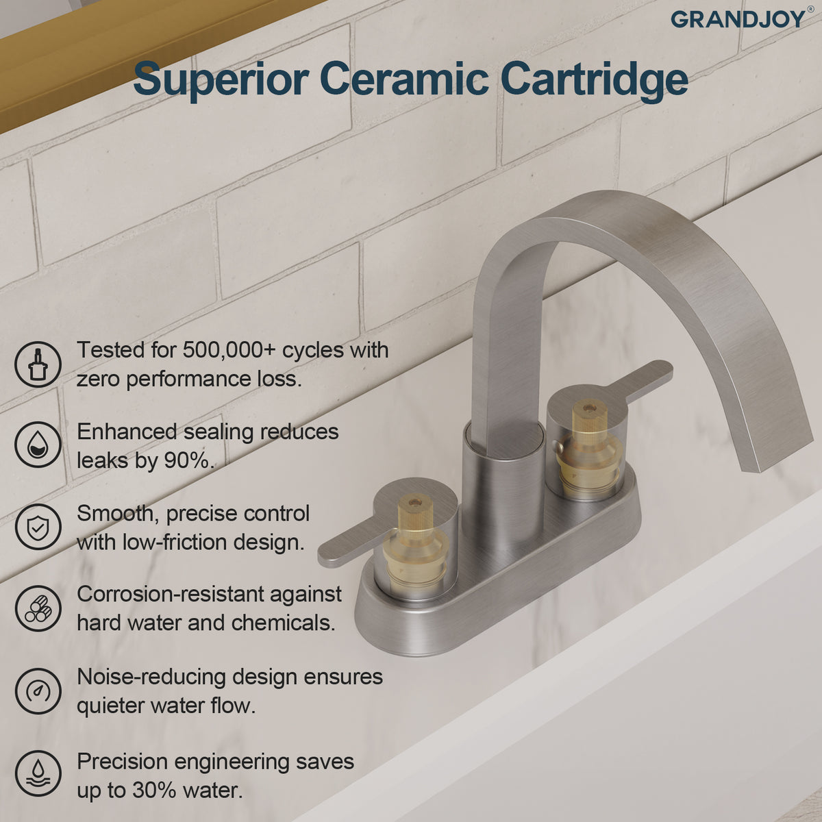 Two-Handle Centerset Bathroom Sink Faucet With Pop-Up Drain