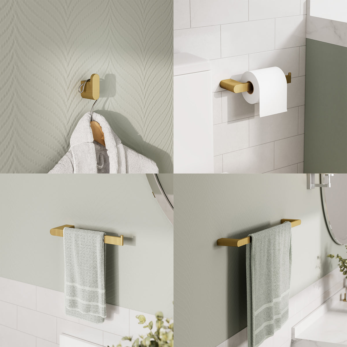 Four-Piece Wall-Mounted Stainless Steel Bathroom Towel Rack Set