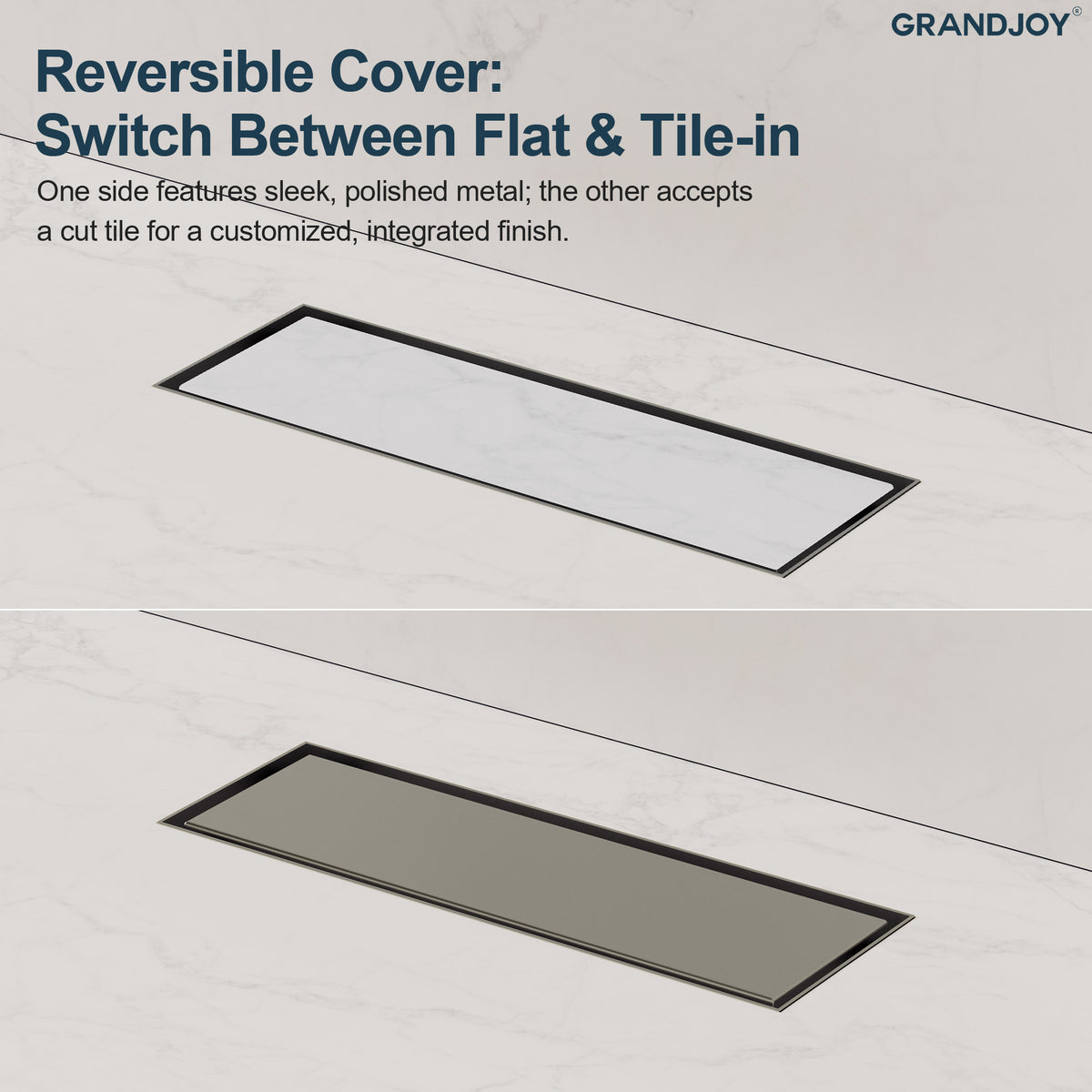 12-Inch Reversible Linear Shower Drain with Anti-Odor Core