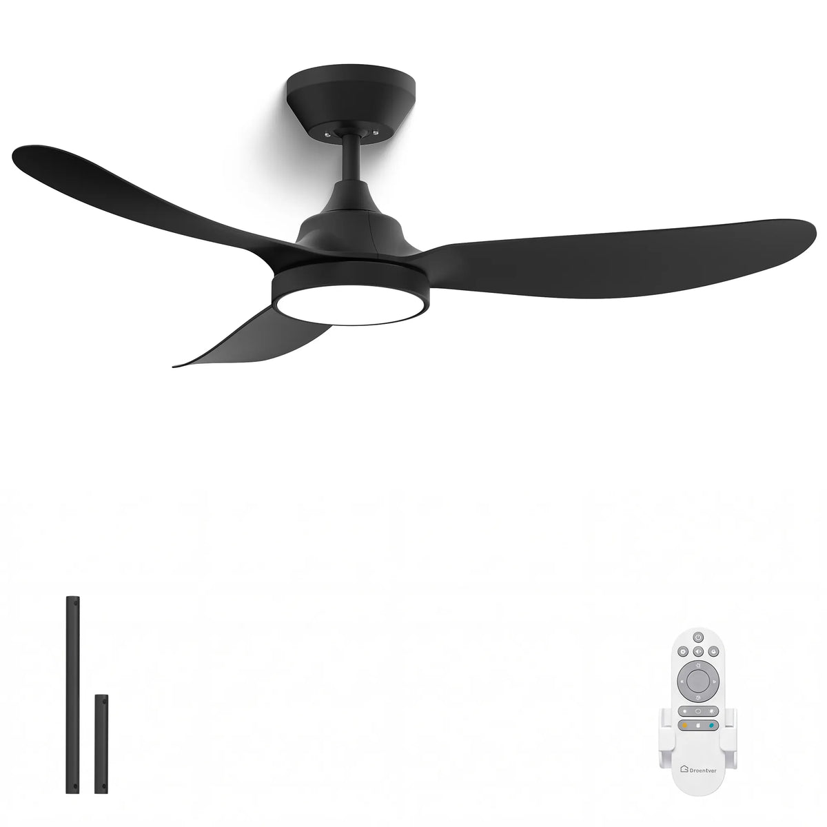 42-Inch Downrod Mount 3-Blade Ceiling Fan with Light and Remote Control