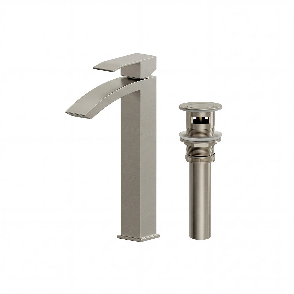 Single-Handle Vessel Bathroom Sink Faucet With Pop-Up Drain