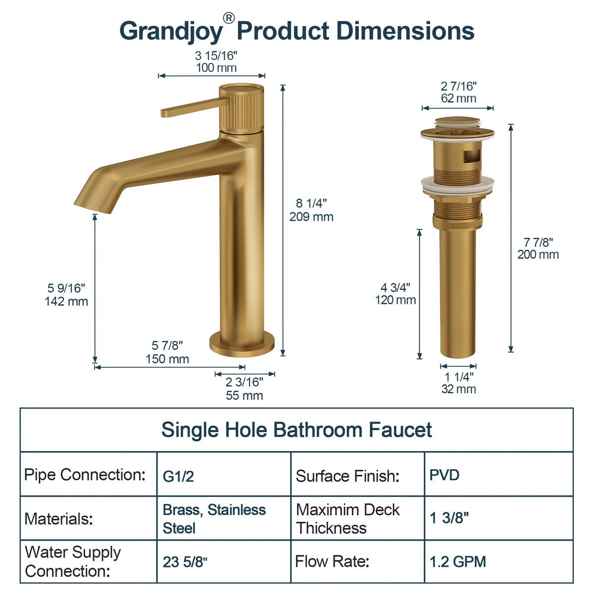 Single-Handle Bathroom Sink Faucet With Pop-Up Drain