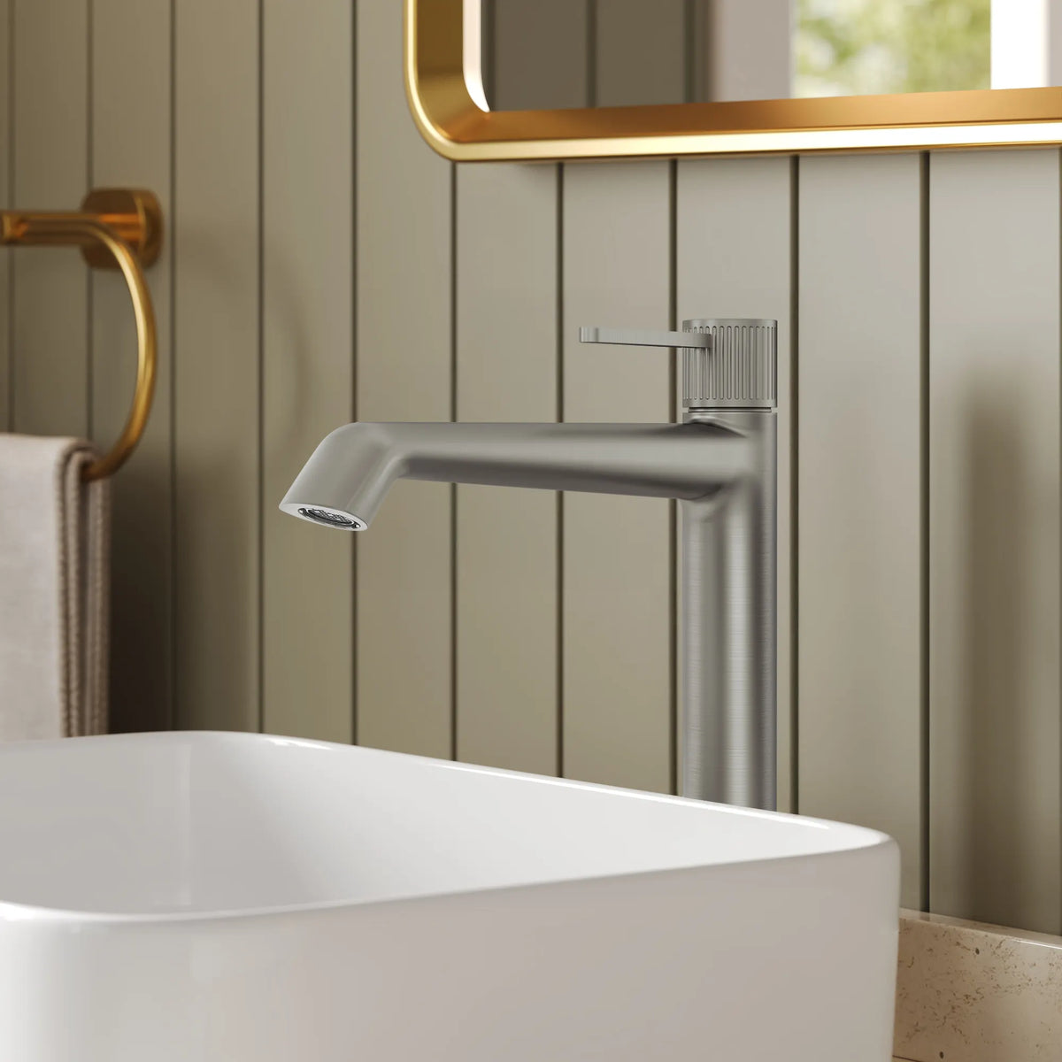 Single-Handle Vessel Bathroom Sink Faucet With Pop-Up Drain