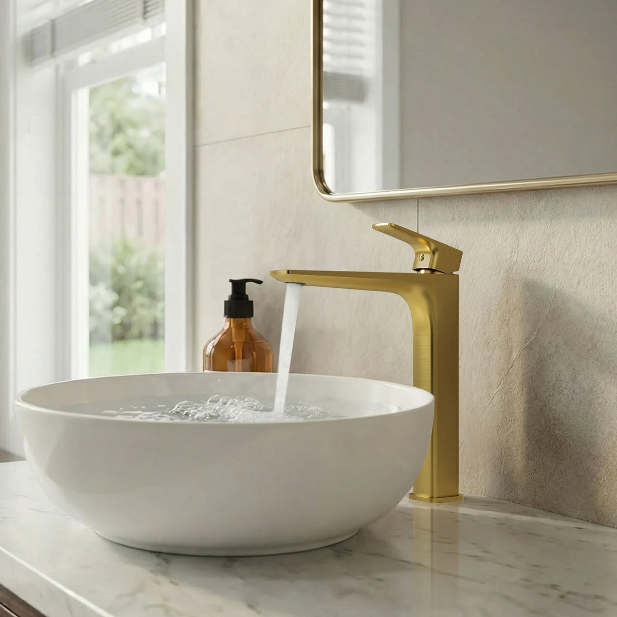 Single-Handle Vessel Bathroom Sink Faucet With Pop-Up Drain
