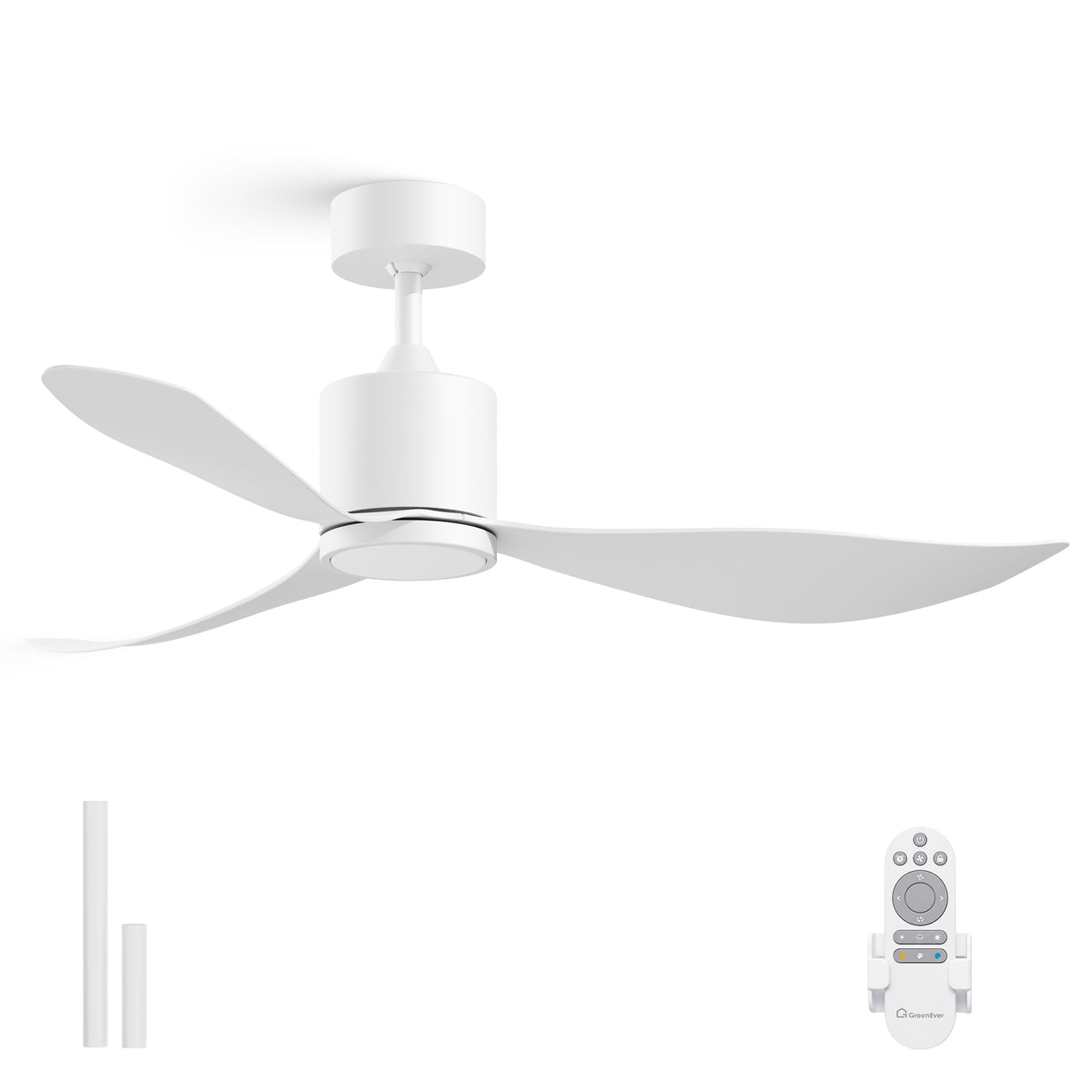 52-Inch Downrod Mount 3-Blade Ceiling Fan with Light and Remote Control