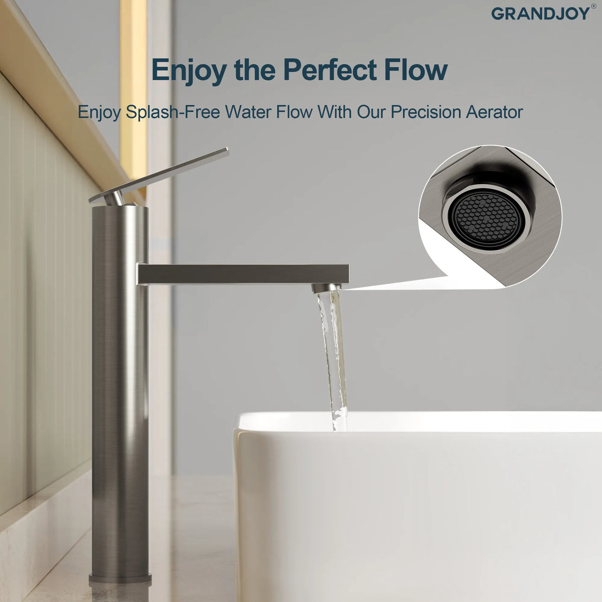 Single-Handle Vessel Bathroom Sink Faucet With Pop-Up Drain