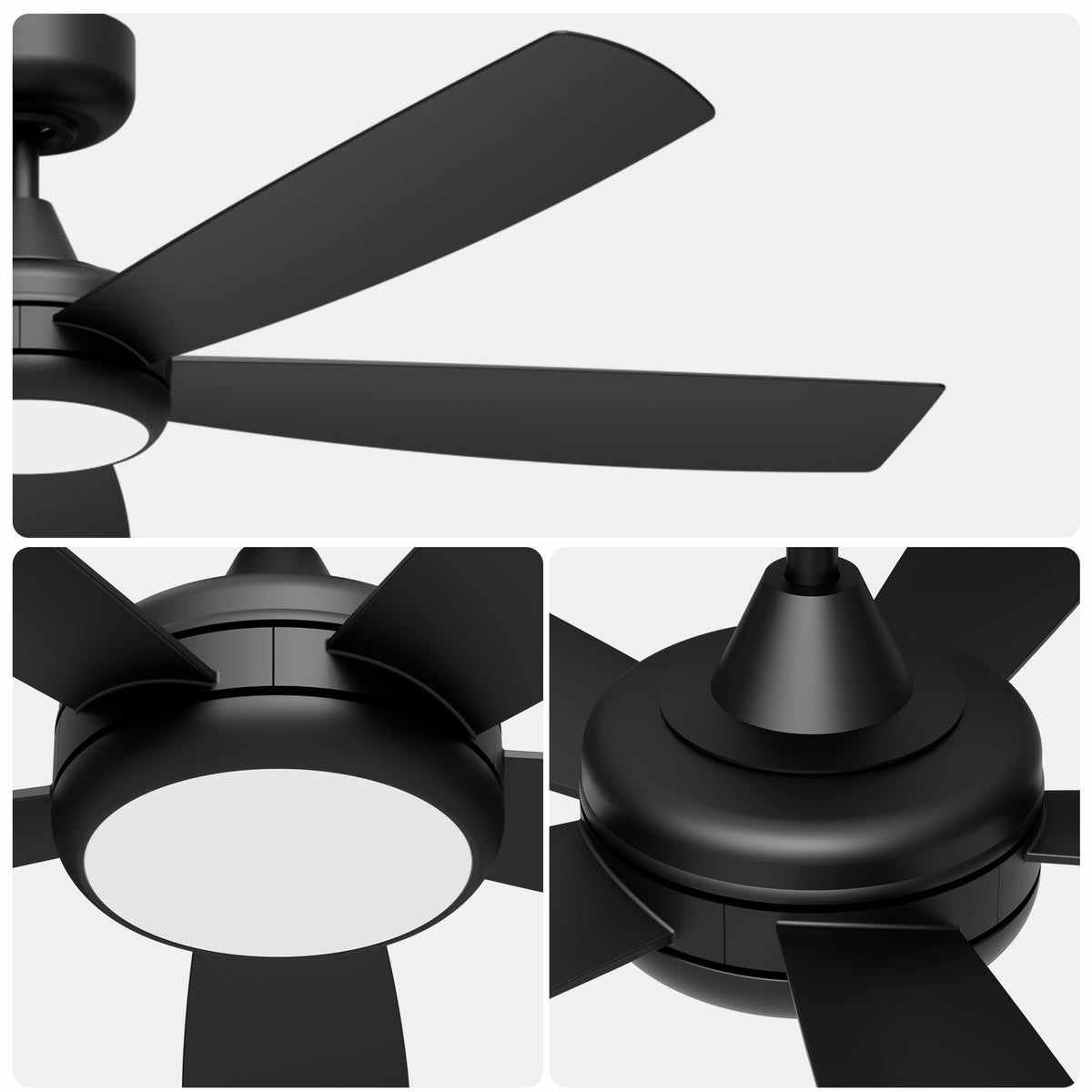 52-Inch Flush Mount 5-Blade Ceiling Fan with Light and Smart Control