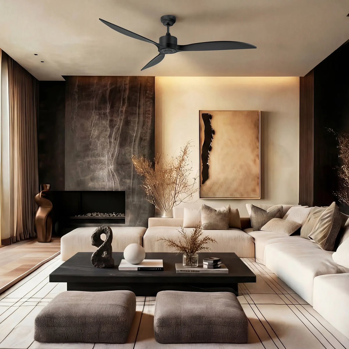65-Inch Downrod Mount 3-Blade Ceiling Fan without Light