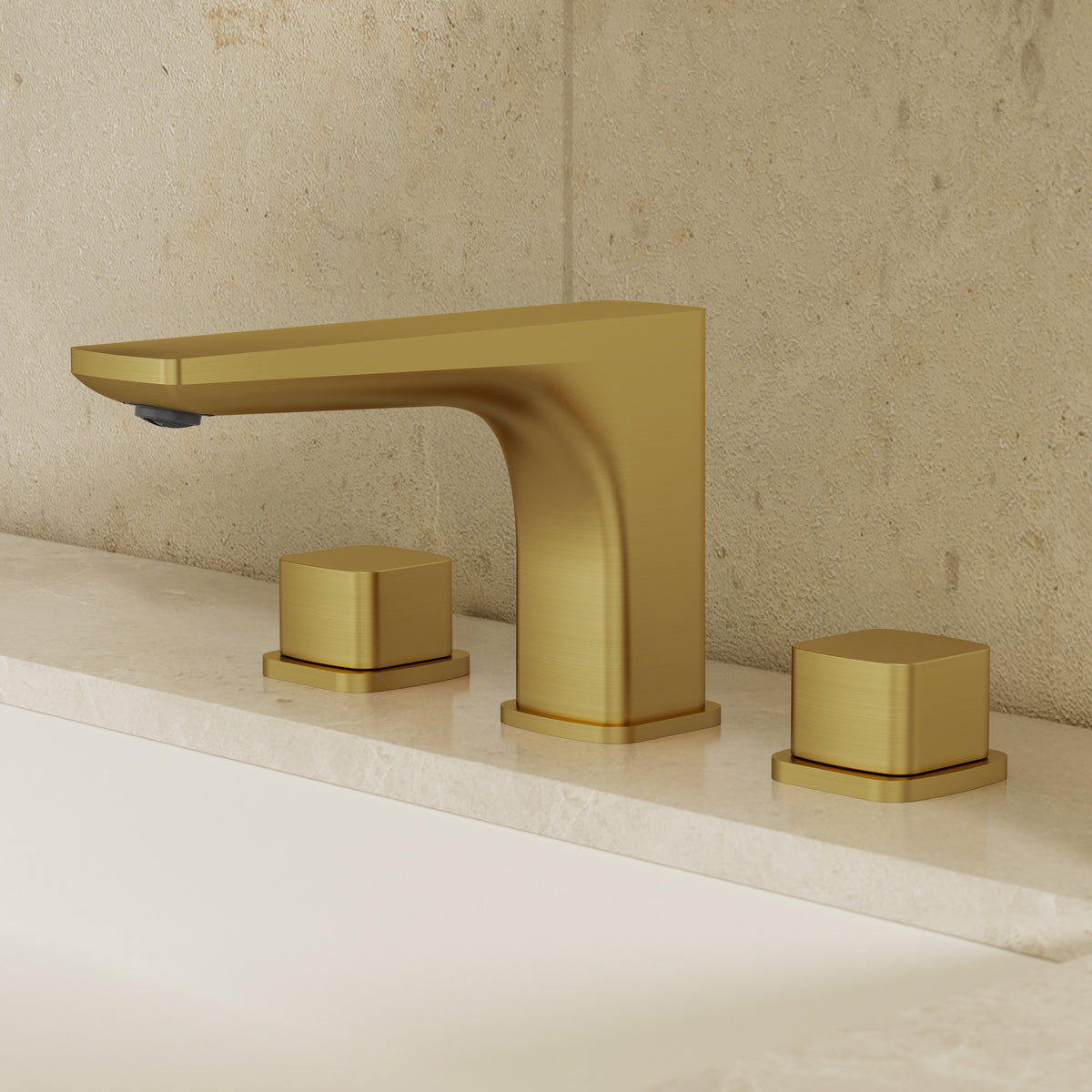 Two-Handle Low Arc Widespread Bathroom Sink Faucet With Pop-Up Drain