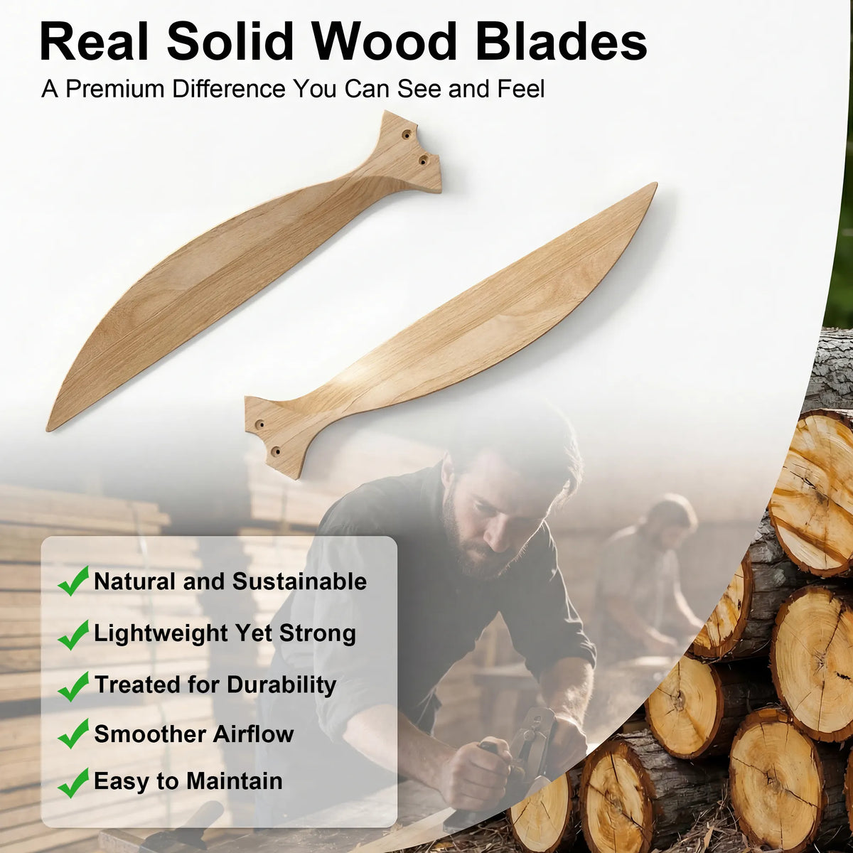 65-Inch Downrod Mount 3-Blade Ceiling Fan without Light