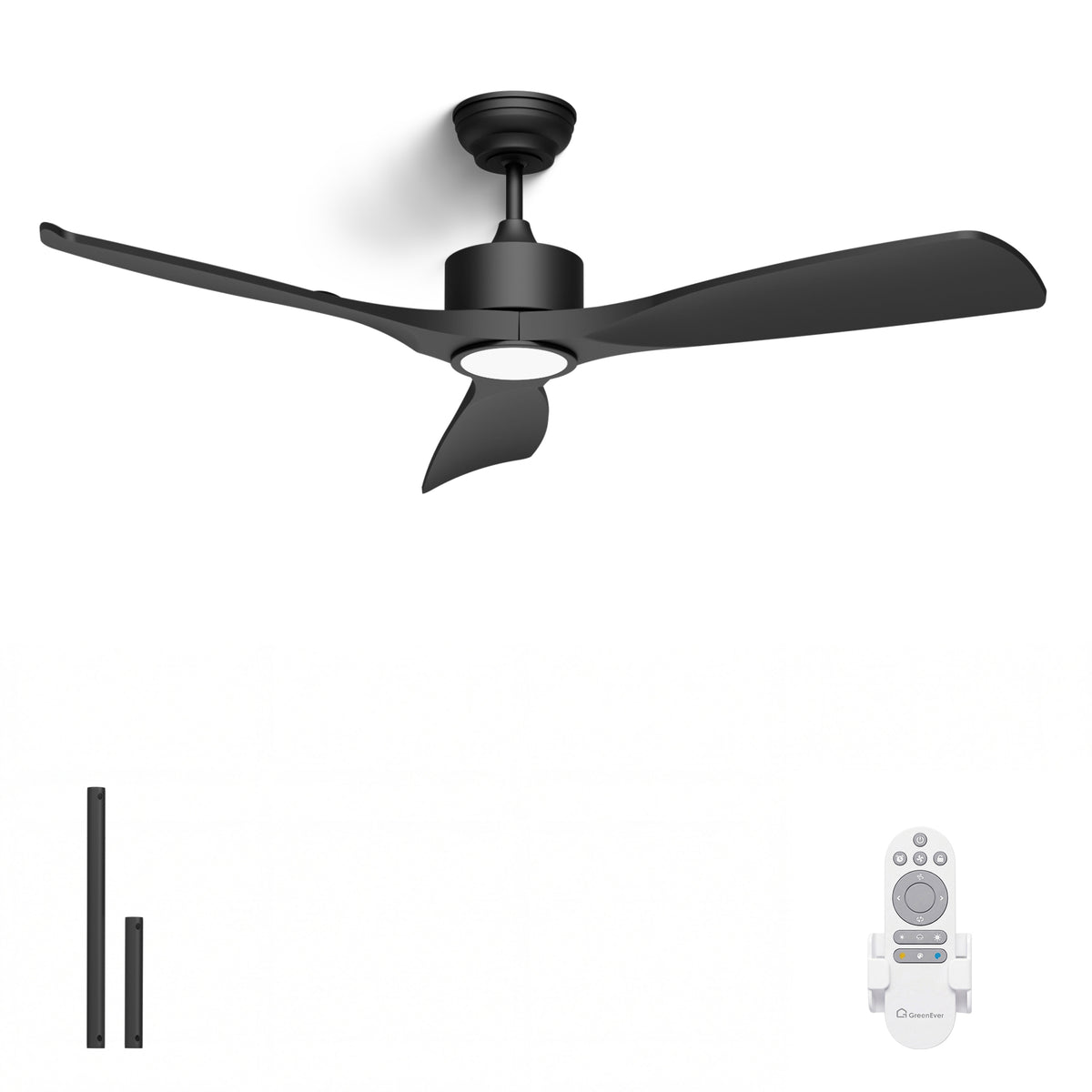 52-Inch Downrod Mount 3-Blade Ceiling Fan with Light and Remote Control