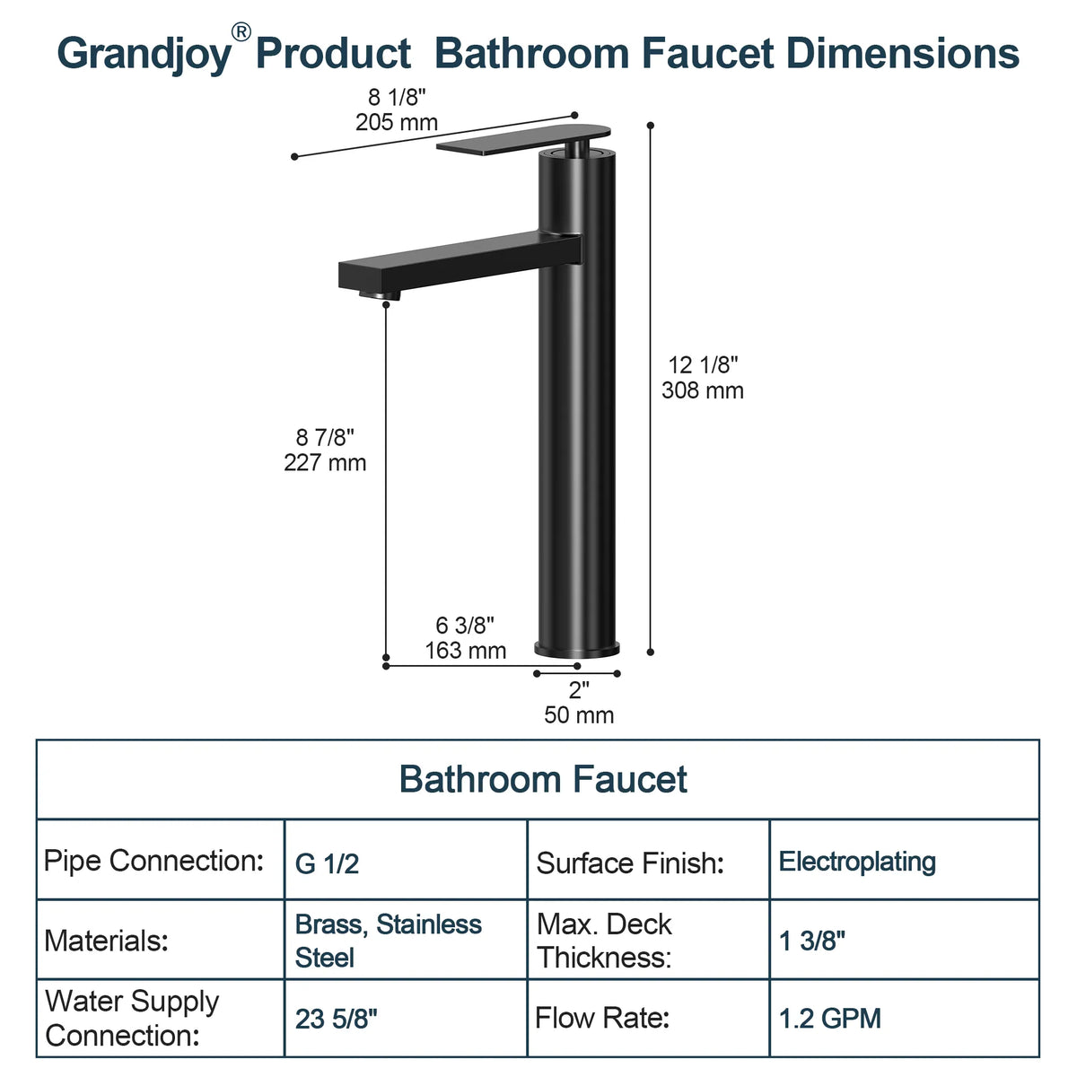 Single-Handle Vessel Bathroom Sink Faucet With Pop-Up Drain