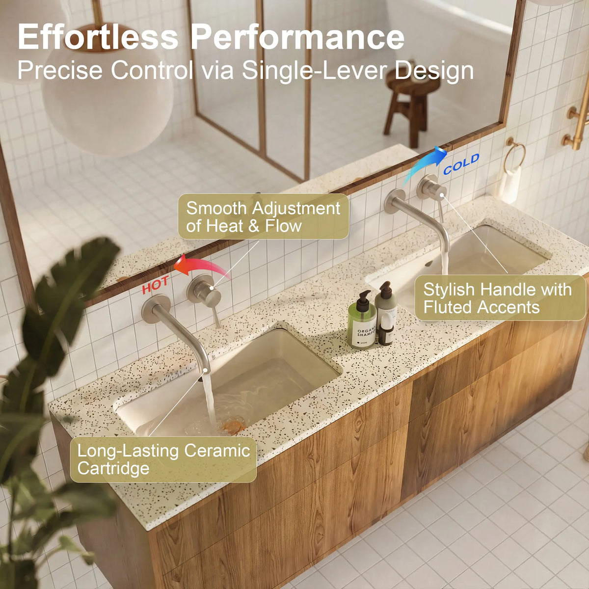 Single-Handle Wall-Mount Bathroom Sink Faucet With Pop-Up Drain