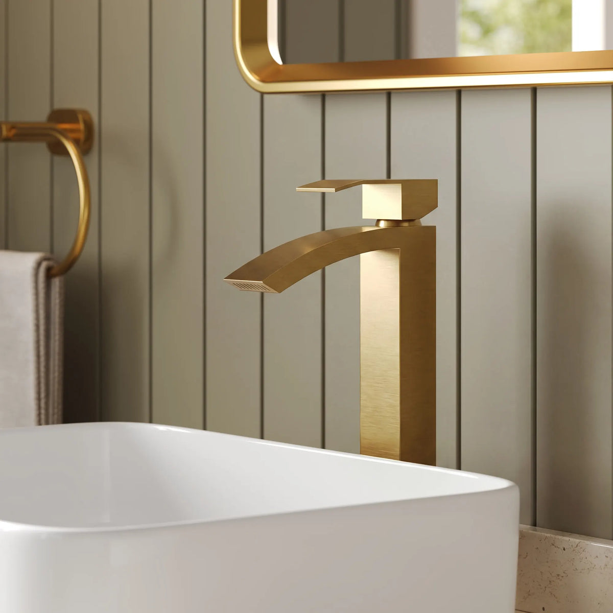 Single-Handle Vessel Bathroom Sink Faucet With Pop-Up Drain