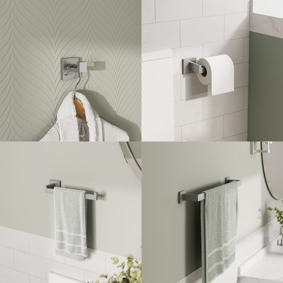 Four-Piece Wall-Mounted 304 Stainless Steel Bathroom Hardware Set