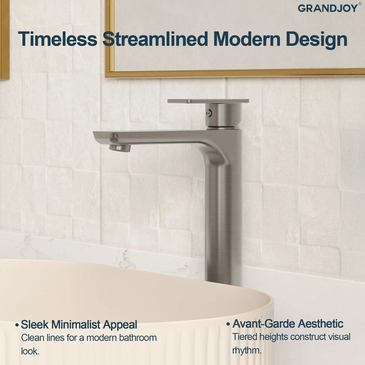 Single-Handle Vessel Bathroom Sink Faucet With Pop-Up Drain