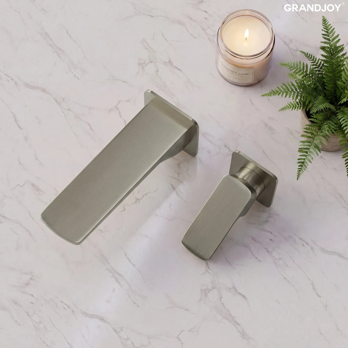 Single-Handle Wall-Mount Bathroom Sink Faucet With Pop-Up Drain