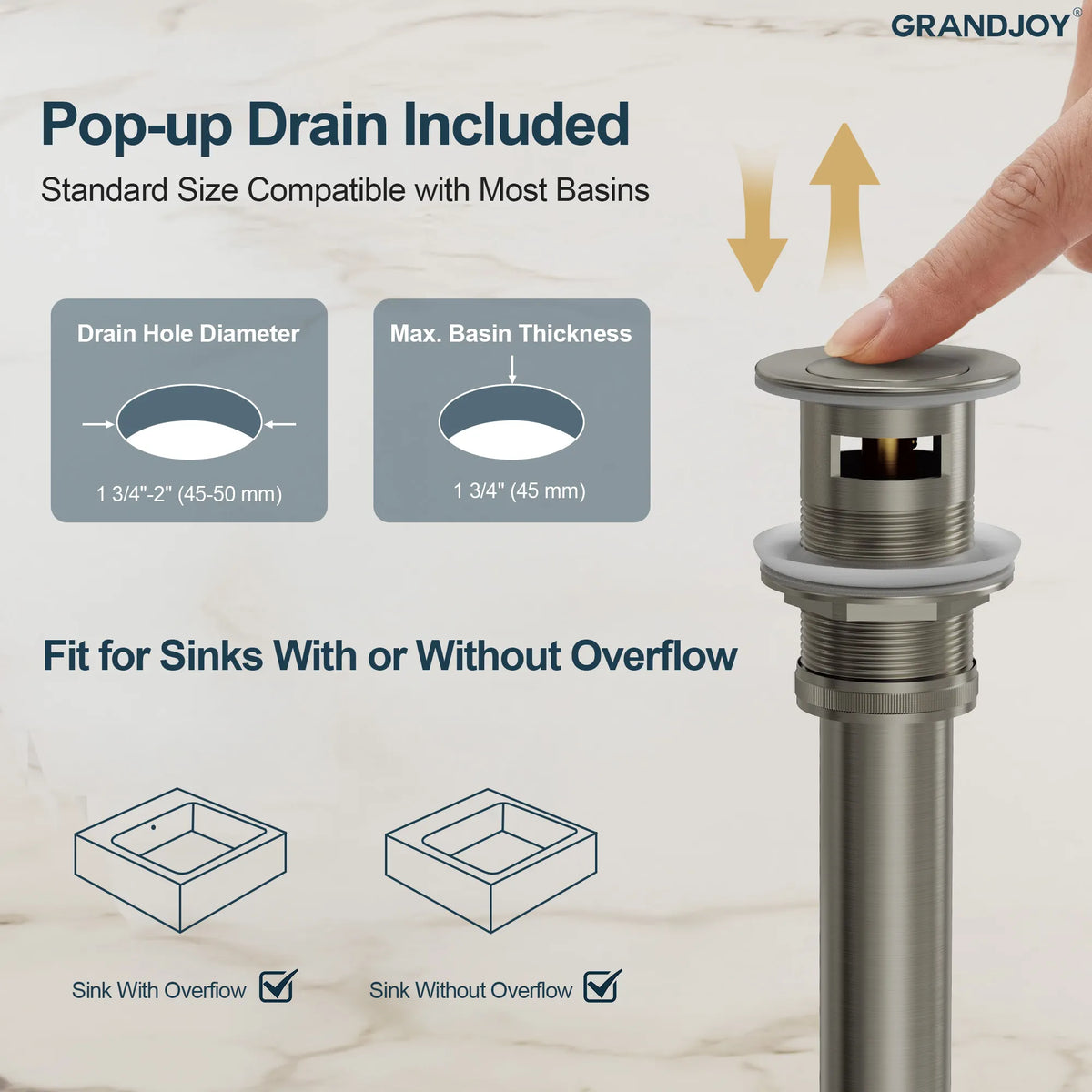 Single-Handle Wall-Mount Bathroom Sink Faucet With Pop-Up Drain