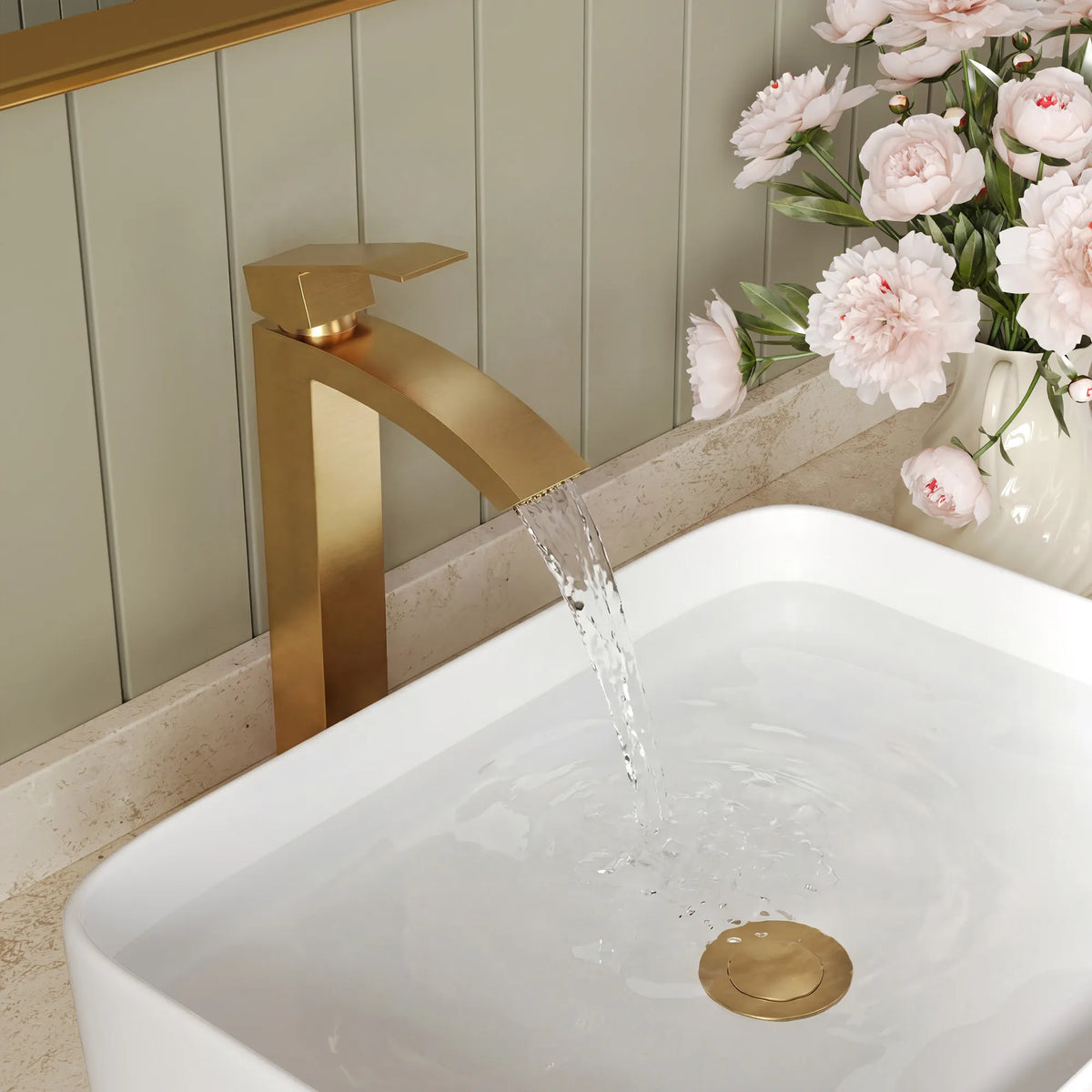 Single-Handle Vessel Bathroom Sink Faucet With Pop-Up Drain