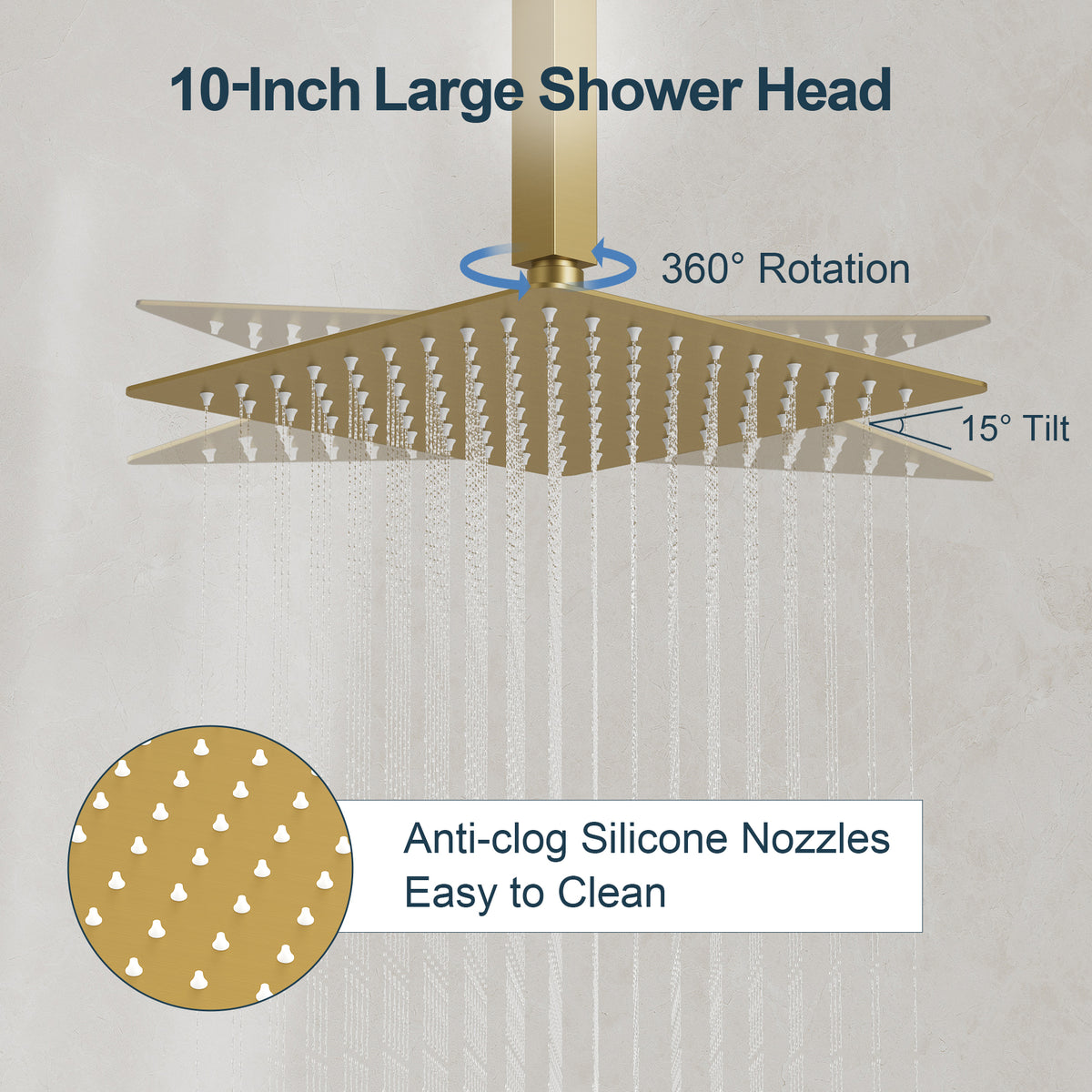 Square Ceiling-Mounted Dual Shower System with Handheld Spray