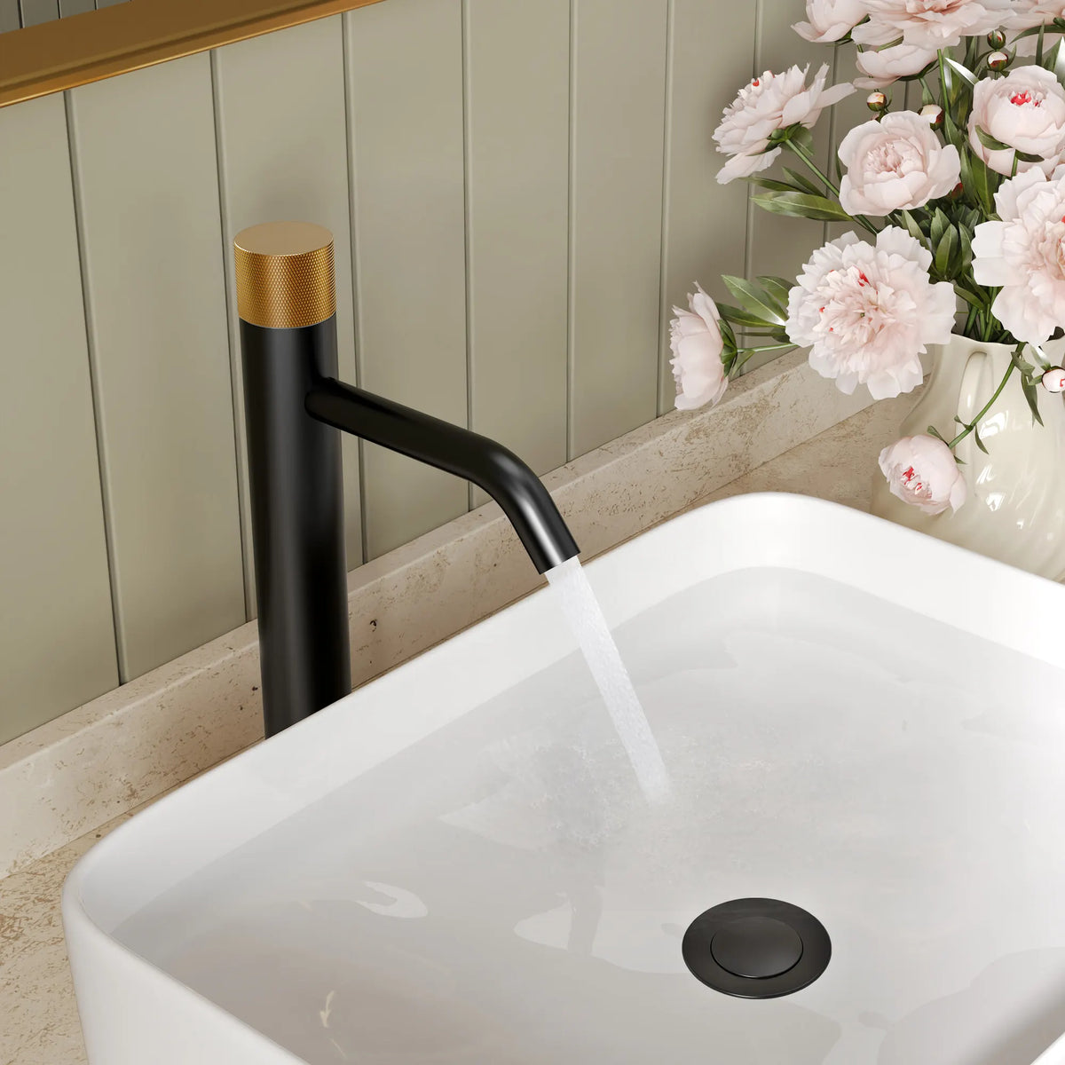 Single-Handle Vessel Bathroom Sink Faucet With Pop-Up Drain