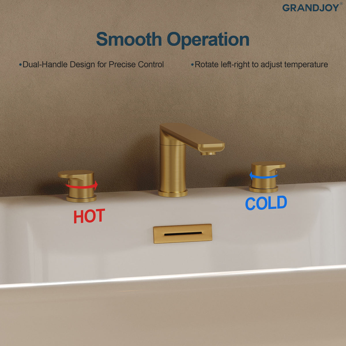 Low-Arc Deck-Mounted Roman Bathtub Faucet with Dual Handles