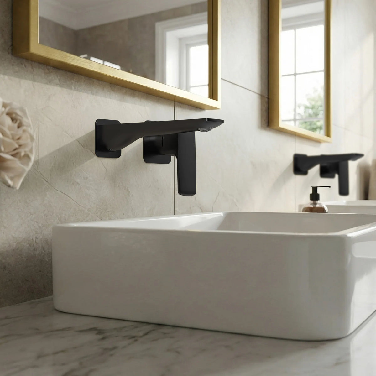 Single-Handle Wall-Mount Bathroom Sink Faucet With Pop-Up Drain