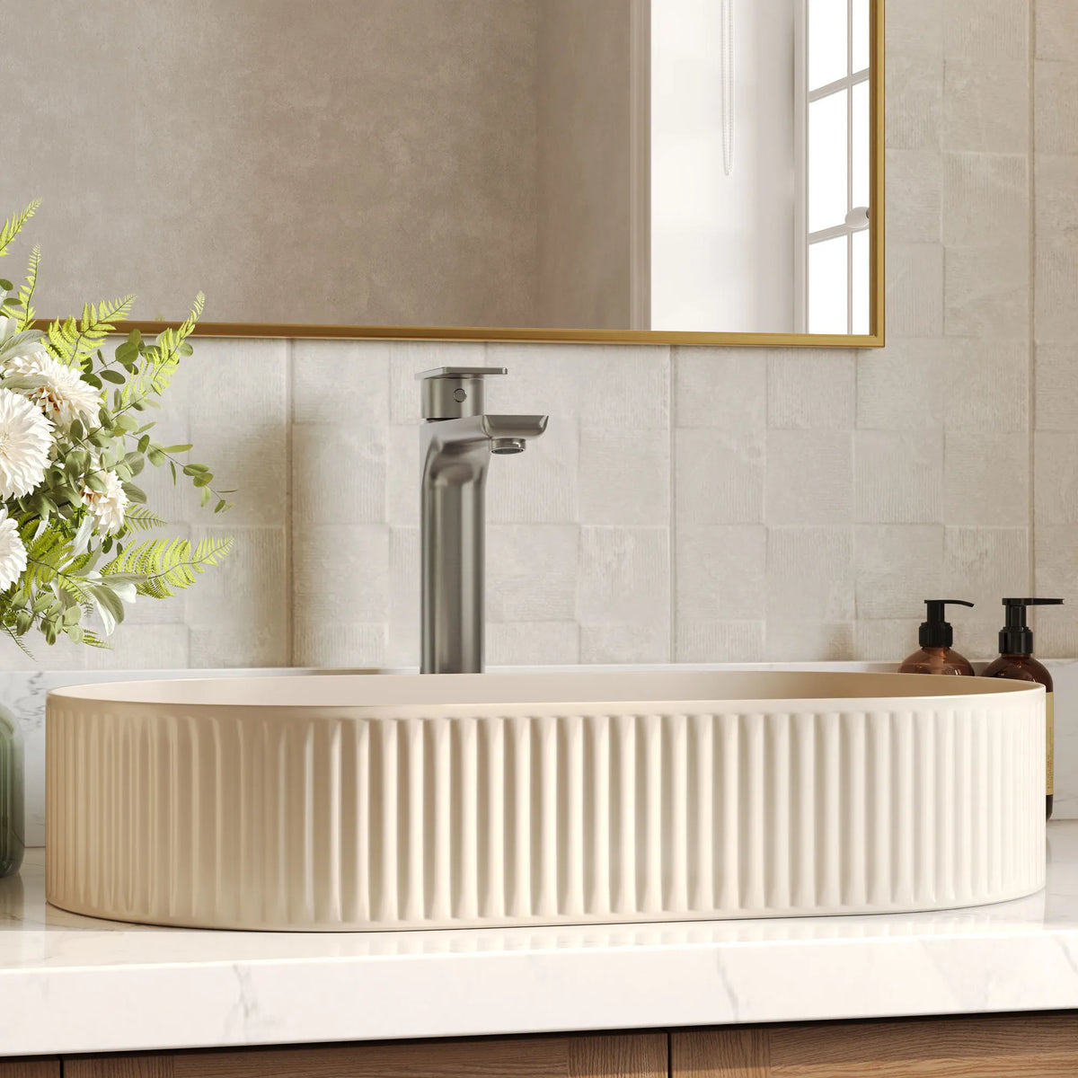 Single-Handle Vessel Bathroom Sink Faucet With Pop-Up Drain