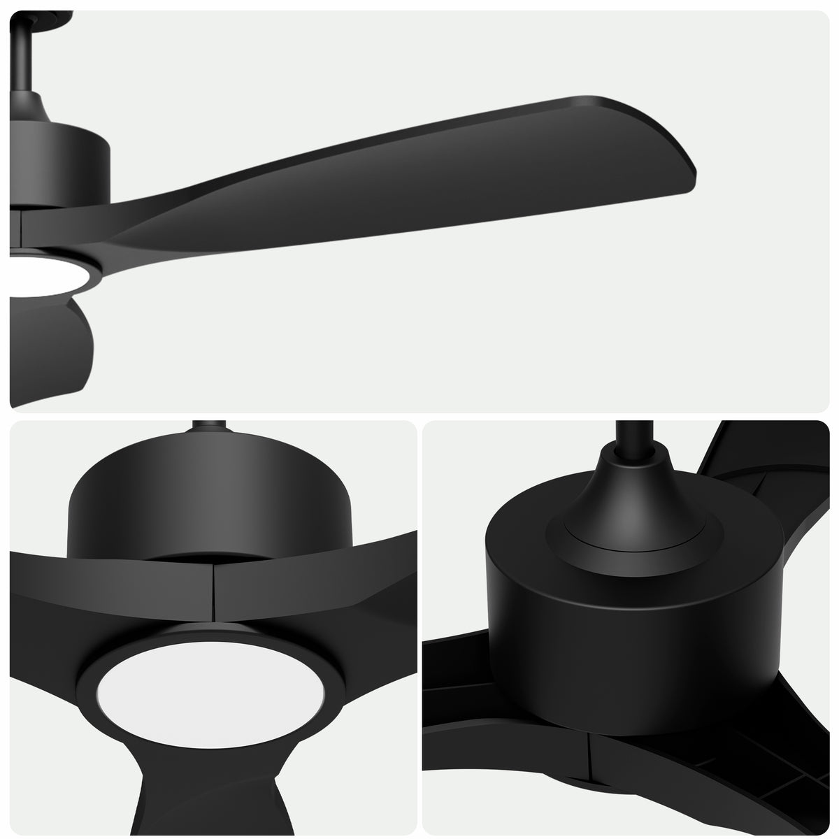 52-Inch Downrod Mount 3-Blade Ceiling Fan with Light and Remote Control