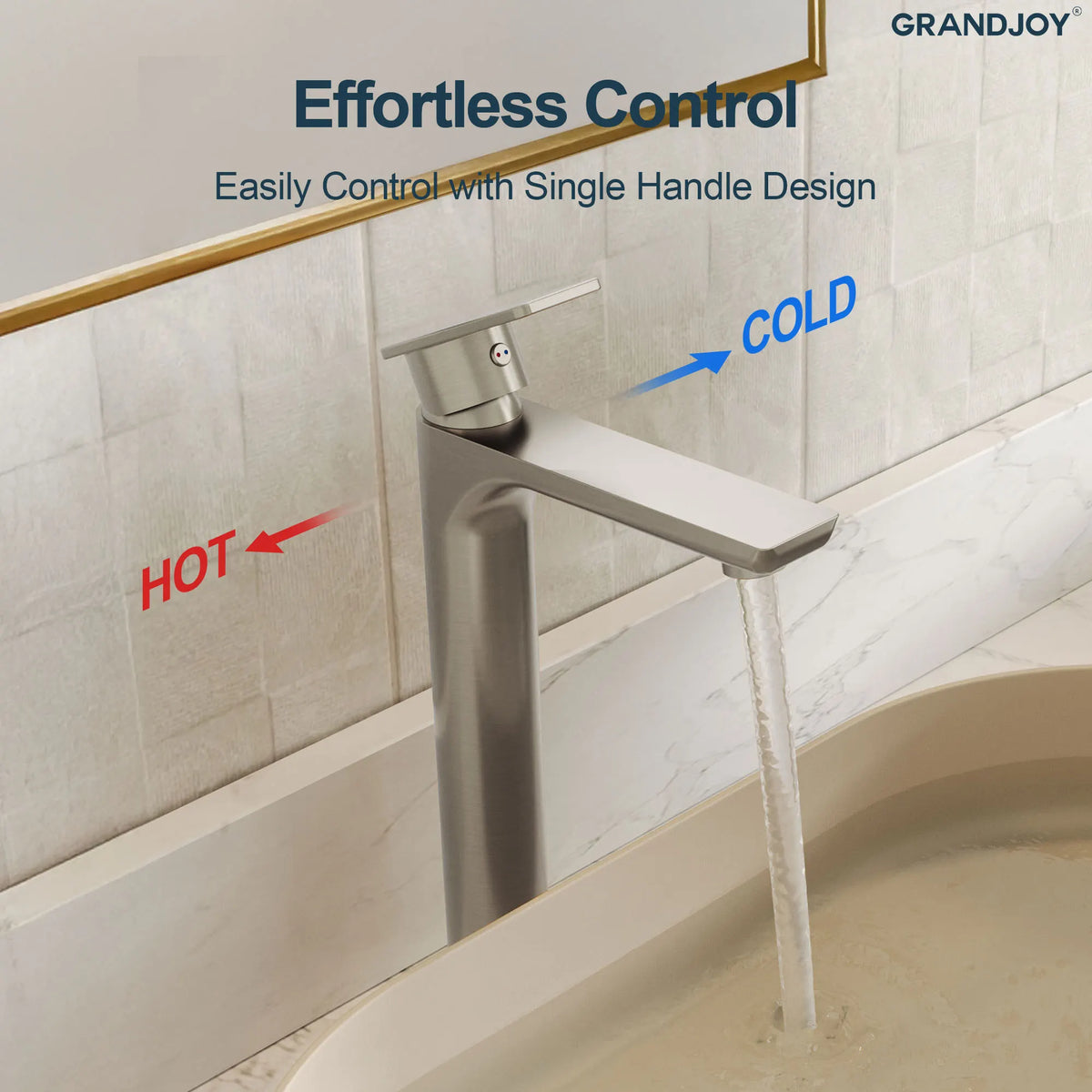 Single-Handle Vessel Bathroom Sink Faucet With Pop-Up Drain