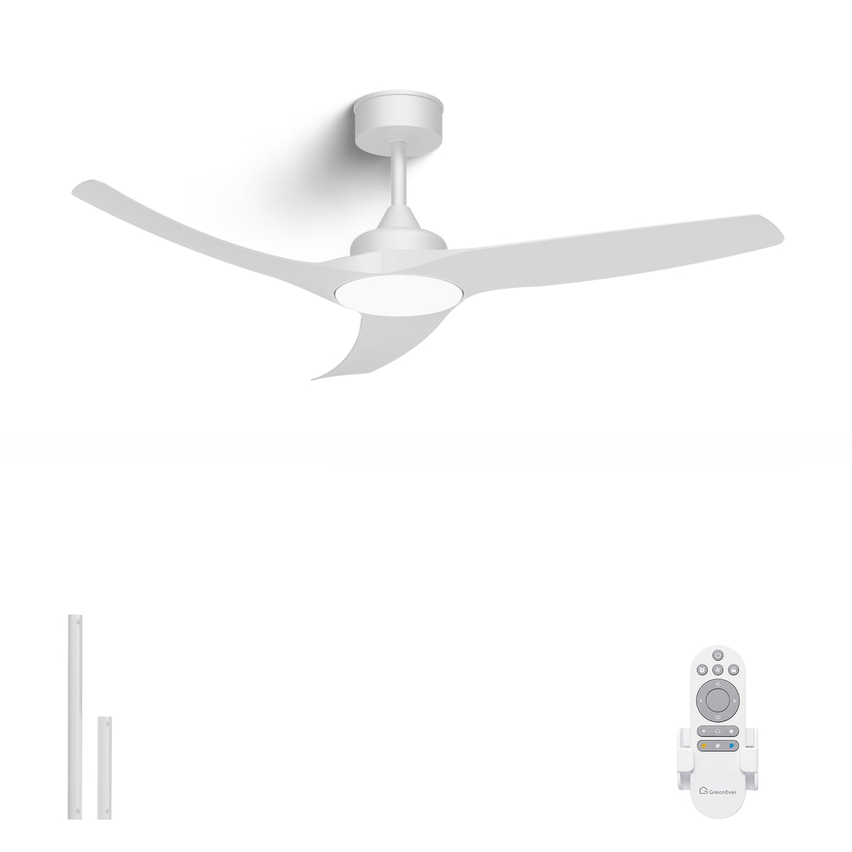 52-Inch Downrod Mount 3-Blade Indoor Outdoor Ceiling Fan with Light and Remote